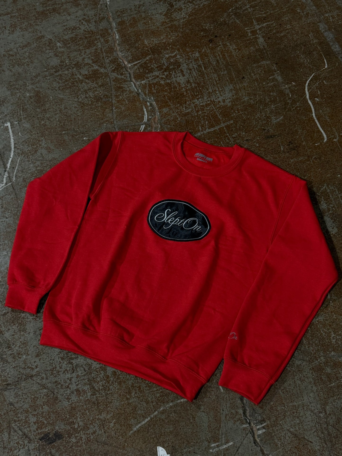 Red Velvet Embroidered Crewneck
