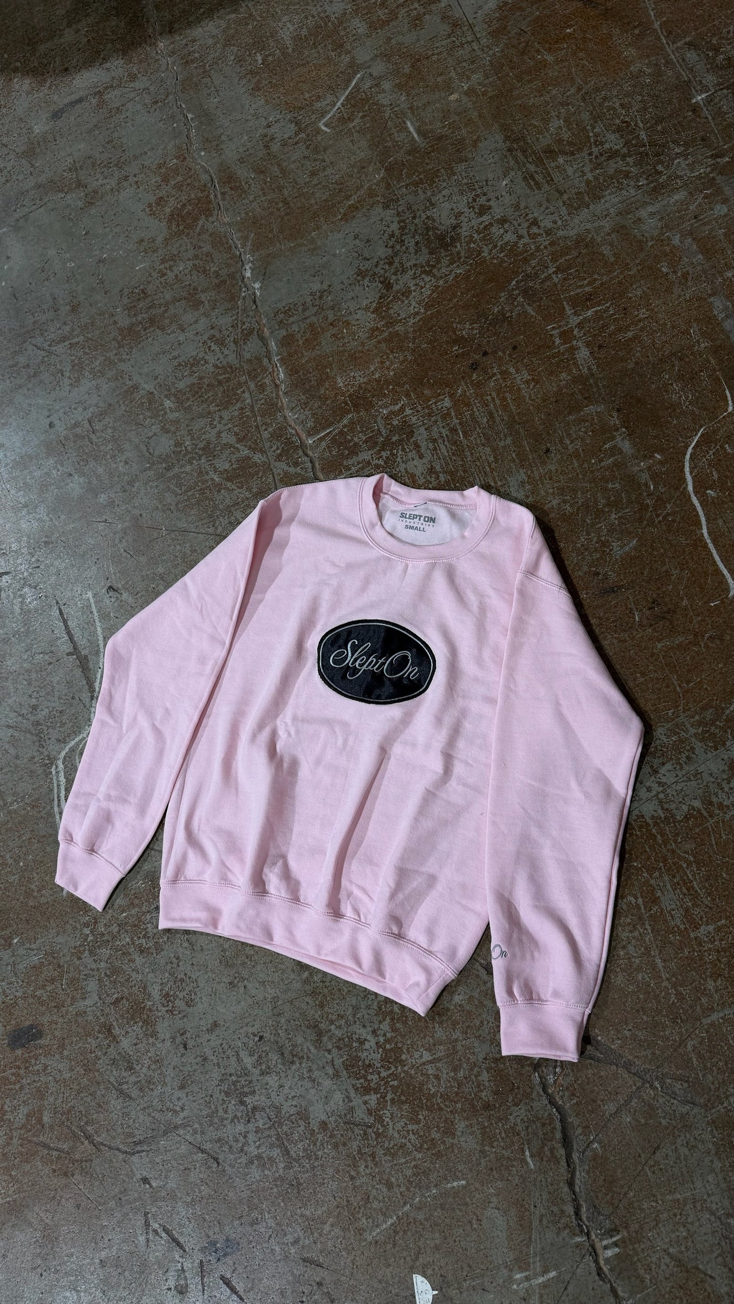 Pink Velvet Embroidered Crewneck